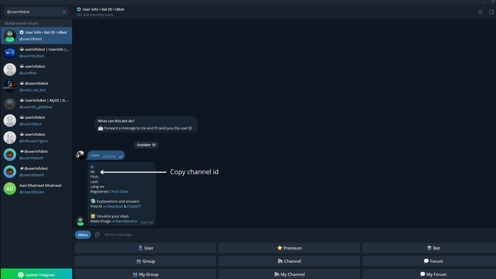 Get your personal Chat ID