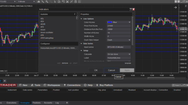 Horizontal Lines Indicator For NinjaTrader 8