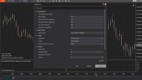 Bar analyser Indiator For NinjaTrader 8